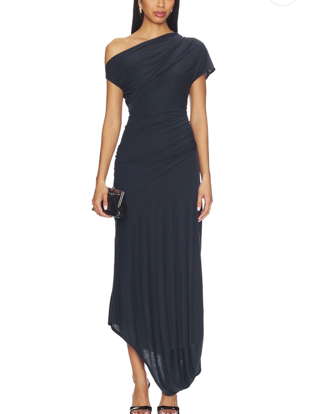 A.L.C. One-Shoulder Black Asymmetric Maxi Dress